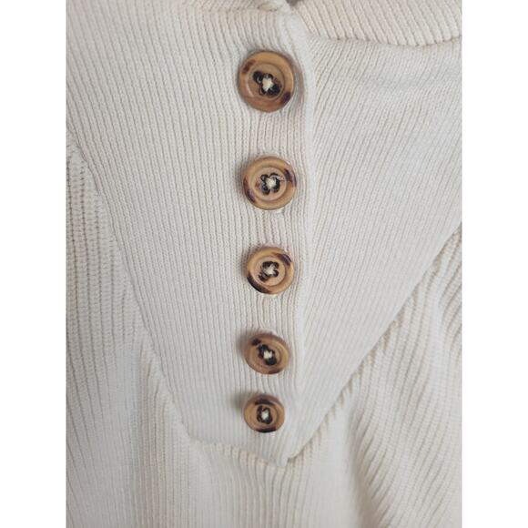 Vtg 80s 90s Eddie Bauer Sweater Off White Henley Knit Pullover Men's Size Large - Picture 6 of 10